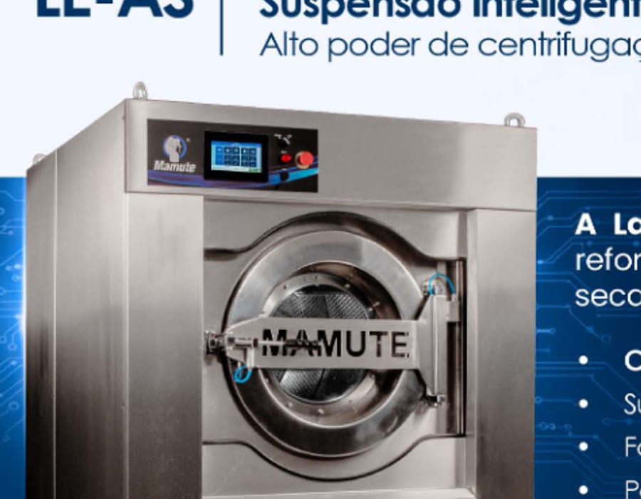 Lavadora extratora industrial Mamute linha LE-AS de suspensão inteligente para hospitais de grande porte e lavanderias comerciais